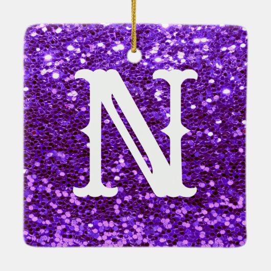 Ornement En Céramique Monogramme Parties scintillant violet Noël métalli (Dos)