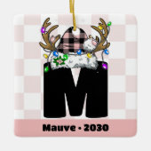 Ornement En Céramique Monogramme Personnalisé Avec Nom Famille Noël (Devant)