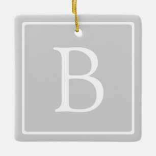 Ornement En Céramique Monogramme simple gris clair