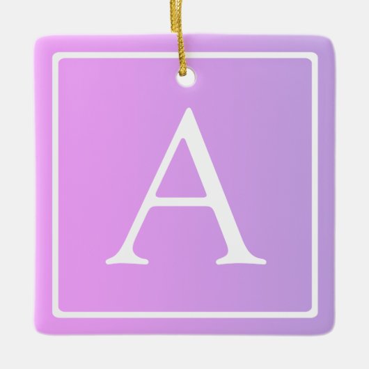 Ornement En Céramique Monogramme simple | Ombre subtil rose/violet (Devant)