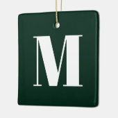 Ornement En Céramique Monogramme vert pin foncé coutume initiale Noël (Gauche)