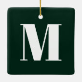 Ornement En Céramique Monogramme vert pin foncé coutume initiale Noël (Dos)