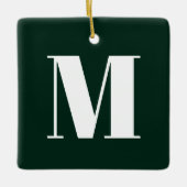 Ornement En Céramique Monogramme vert pin foncé coutume initiale Noël (Devant)