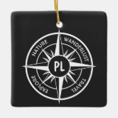 Ornement En Céramique Monographie d'emblème de compas noir et blanc (Devant)