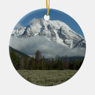 Ornement En Céramique Mont Moran et nuages à Grand Teton