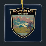 Ornement En Céramique Monte Fitz Roy Patagonia Travel Art Vintage<br><div class="desc">Monte Fitz Roy dans un style vectoriel. Le Monte Fitz Roy est une montagne en Patagonie,  à la frontière entre l'Argentine et le Chili.</div>