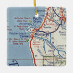 Ornement En Céramique Monterey CA 50<br><div class="desc">Monterey CA and Carmel California Christmas ornament made from 1955 vintage road map.</div>