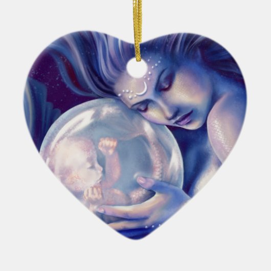 Ornement En Céramique Moonborn - sirène et bébé (Devant)