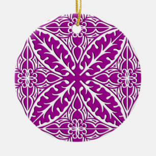 Ornement En Céramique Moroccan tiles - amethyst purple and white