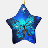 Ornement En Céramique Morpho Butterfly in the Dark Background (Gauche)