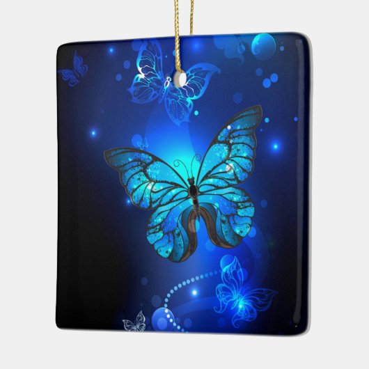 Ornement En Céramique Morpho Butterfly in the Dark Background (Gauche)