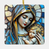 Ornement En Céramique Mosaïque en verre tendu | Marie et Jésus Noël (Devant)