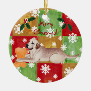 Ornement En Céramique Mosaïque jaune personnalisée de Noël de Labrado
