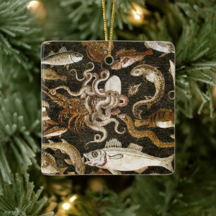 Ornement En Céramique Mosaïque romaine antique Pompéi Sea Life Mosaïque