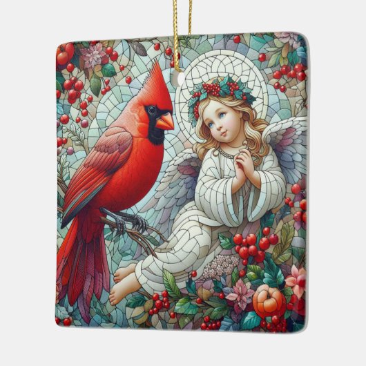 Ornement En Céramique Mosiac Sytle Noël Angel et Cardinal (Gauche)