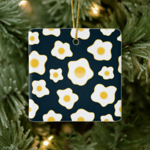 Ornement En Céramique Motif à fleurs aux oeufs frits mignons