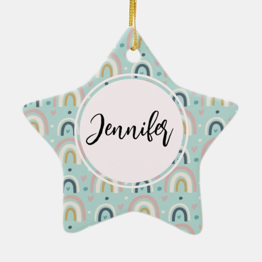 Ornement En Céramique Motif arc-en-ciel blanc mignon (Dos)