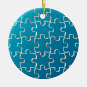Ornement En Céramique Motif bleu de puzzle