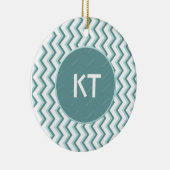 Ornement En Céramique Motif Chevron ZigZag dans Mint Green (Droite)