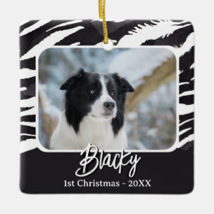Ornement En Céramique Motif de fourrure de Border Collie Photo 1er Noël