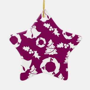 Ornement En Céramique Motif de Noël pourpre