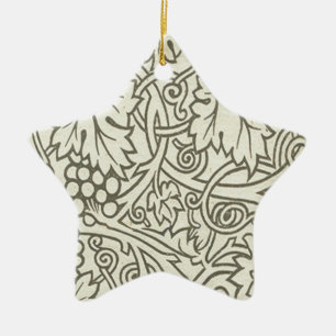 Ornement En Céramique Motif de vigne de raisin gris vert de William Morr
