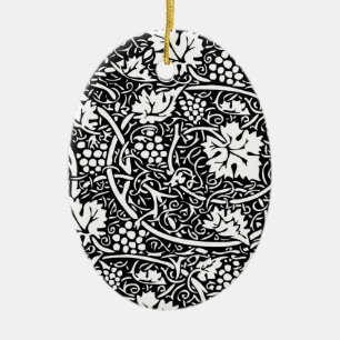 Ornement En Céramique Motif de vigne de raisin noir et blanc de William
