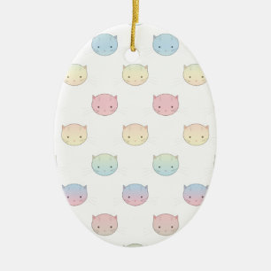 Ornement En Céramique Motif de visages de chatons pastel mignons