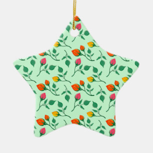 Ornement En Céramique Motif floral avec fleurs roses colorées