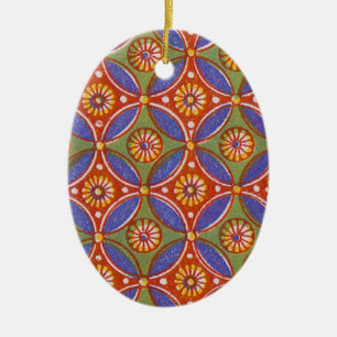 Ornement En Céramique Motif géométrique rouge-rouge-rouge