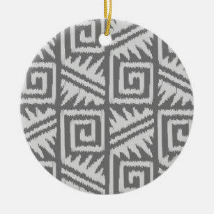Ornement En Céramique Motif Ikat Aztec - Nuances de gris / gris