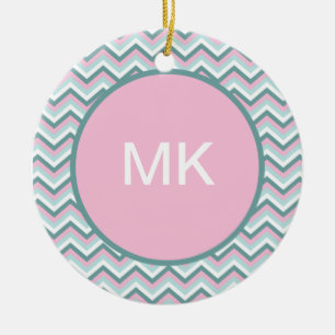 Ornement En Céramique Motif Ocean Mist Chevron