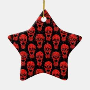 Ornement En Céramique Motif rouge et noir d'apocalypse de zombi