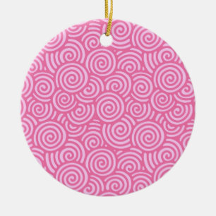 Ornement En Céramique Motif tourbillon japonais - menthe poivrée rose