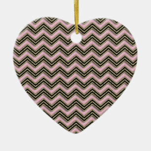 Ornement En Céramique Motif Zigzag noir et rose