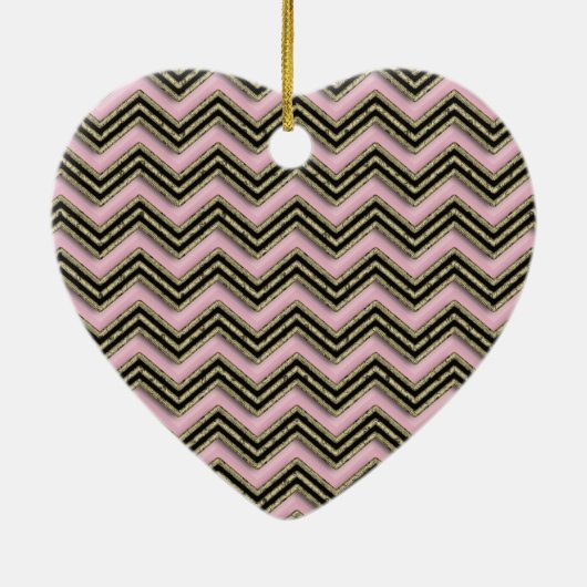 Ornement En Céramique Motif Zigzag noir et rose (Dos)