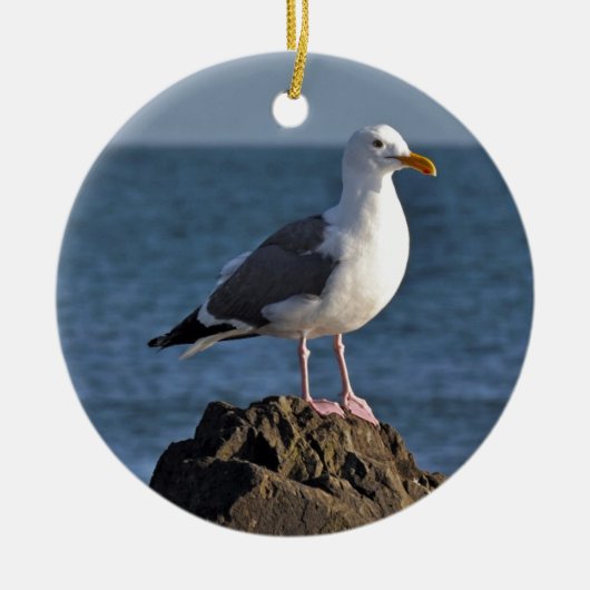 Ornement En Céramique Mouette blanche et océan (Devant)