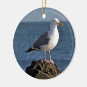 Ornement En Céramique Mouette blanche et océan (Gauche)