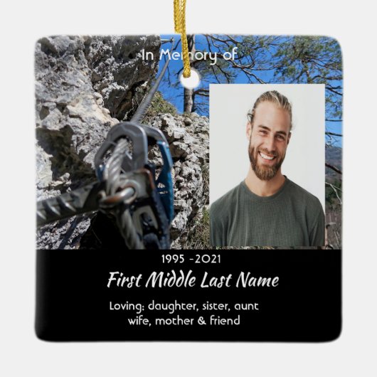 Ornement En Céramique Mountain Rock Climber Memorial Keepsake (Devant)