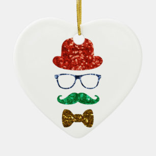 Ornement En Céramique moustache hipster de noël