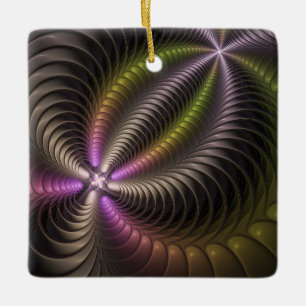 Ornement En Céramique Mouvement puissant Colorful Abstrait Fractal Art