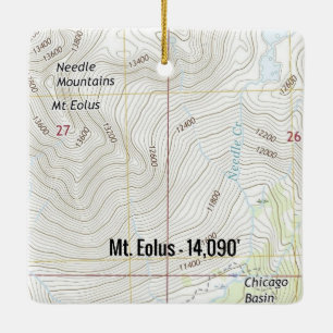 Ornement En Céramique Mt. Eolus Colorado Fourteener Carte du thème