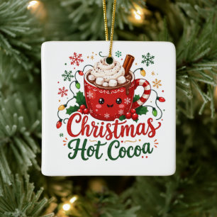 Ornement En Céramique Mug de Chocolat Chaud de Noël Mignon
