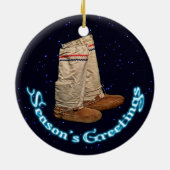 Ornement En Céramique Mukluks de Noël (Dos)