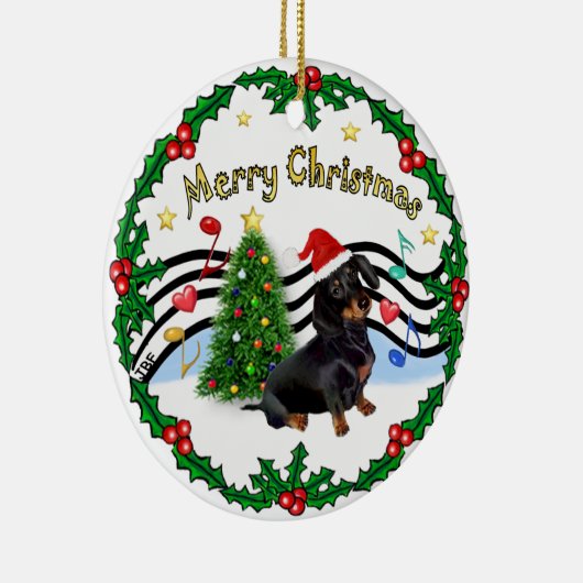 Ornement En Céramique Musique de Noël 1 - MC - Dachshund (BT) (Droite)