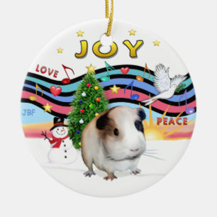 Ornement En Céramique Musique de Noël 2 - Cochon de Guinée Brown #1