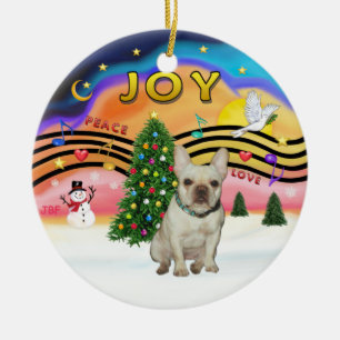 Ornement En Céramique Musique de Noël - French Bulldog (fawn)