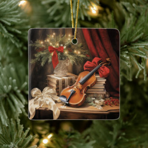 Ornement En Céramique Musique violon de Noël