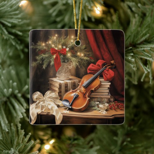 Ornement En Céramique Musique violon de Noël (Arbre)