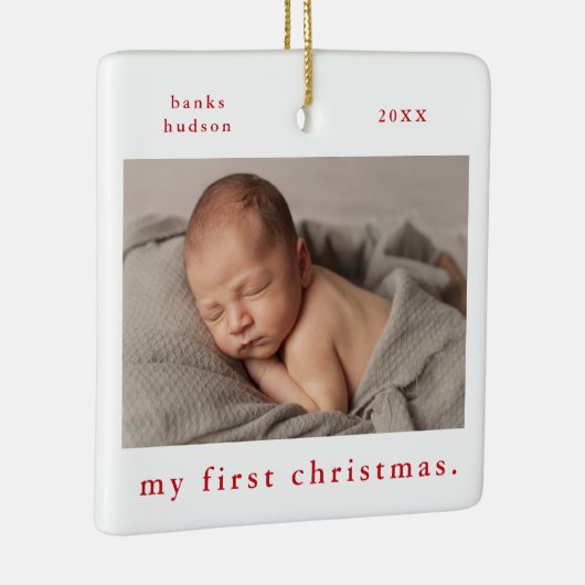 Ornement En Céramique My First Christmas Simple Baby Photo (Droite)